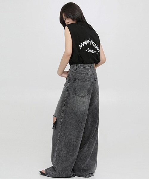 MASONPRINCE(メイソンプリンス)の「【MASONPRINCE】Oversized paint print sleeveless TEE BX3024(タンクトップ・メンズ・アイボリー/ブラック・S/M/L)」の15枚目の写真