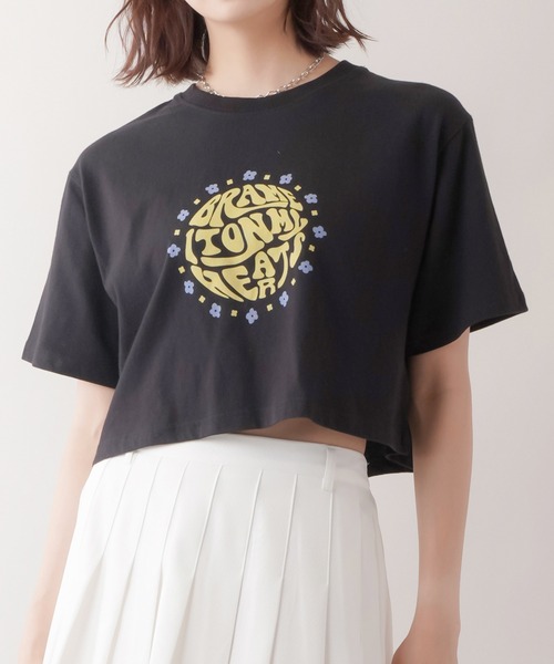SPINNS（スピンズ）の「CIRCLEフロントロゴショート丈半袖Tシャツ（Tシャツ/カットソー・レディース・ホワイト×ブルー/オートミール/ブラック×イエロー・ONESIZE）」の3枚目の写真