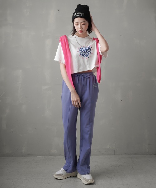 SPINNS（スピンズ）の「CIRCLEフロントロゴショート丈半袖Tシャツ（Tシャツ/カットソー・レディース・ホワイト×ブルー/オートミール/ブラック×イエロー・ONESIZE）」の10枚目の写真