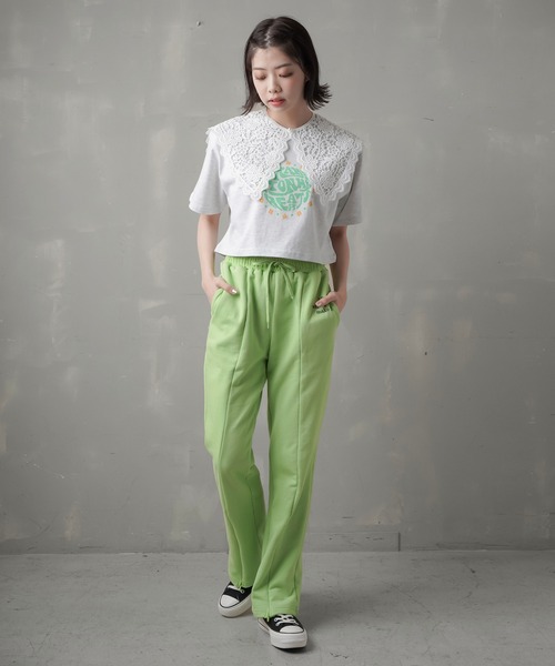 SPINNS（スピンズ）の「CIRCLEフロントロゴショート丈半袖Tシャツ（Tシャツ/カットソー・レディース・ホワイト×ブルー/オートミール/ブラック×イエロー・ONESIZE）」の14枚目の写真