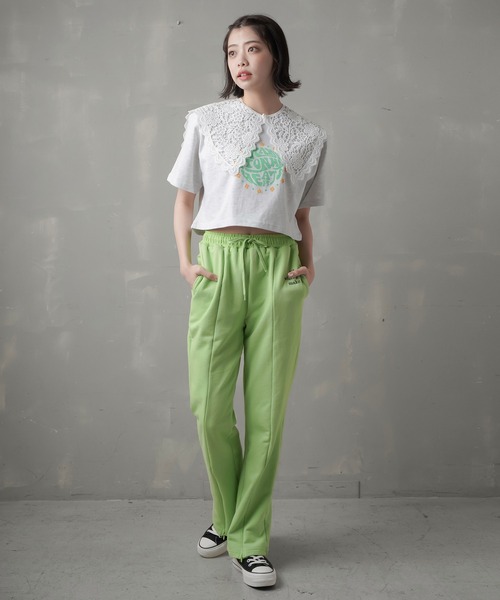 SPINNS（スピンズ）の「CIRCLEフロントロゴショート丈半袖Tシャツ（Tシャツ/カットソー・レディース・ホワイト×ブルー/オートミール/ブラック×イエロー・ONESIZE）」の15枚目の写真