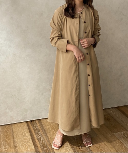 apres jour clair（アプレジュールクレア）の「【apres jour clair】ベルト付きワンピコート【ZOZOTOWN限定アイテム】（ワンピース・レディース・ベージュ/ライトベージュ・X-LARGE/フリー）」の7枚目の写真
