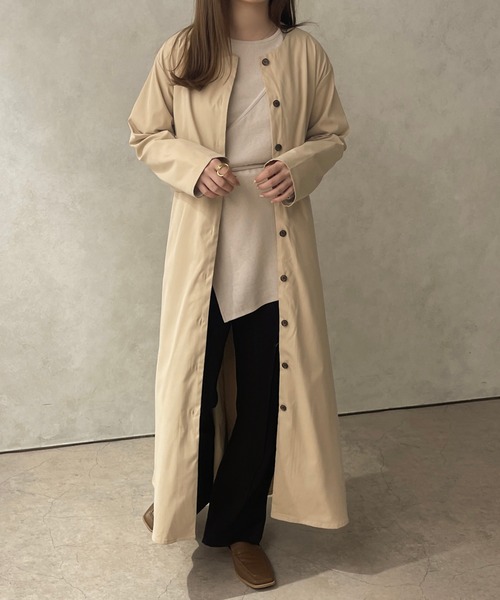 apres jour clair（アプレジュールクレア）の「【apres jour clair】ベルト付きワンピコート【ZOZOTOWN限定アイテム】（ワンピース・レディース・ベージュ/ライトベージュ・X-LARGE/フリー）」の3枚目の写真