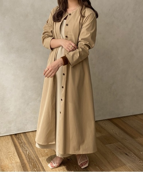 apres jour clair（アプレジュールクレア）の「【apres jour clair】ベルト付きワンピコート【ZOZOTOWN限定アイテム】（ワンピース・レディース・ベージュ/ライトベージュ・X-LARGE/フリー）」の6枚目の写真