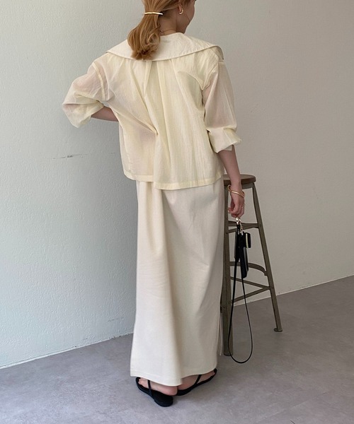 CAPRICIEUX LE'MAGE（カプリシューレマージュ）の「BIGカラーシアーシャツ（シャツ/ブラウス・レディース・ベージュ/ホワイト/カーキ・FREE）」の20枚目の写真