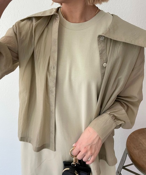 CAPRICIEUX LE'MAGE（カプリシューレマージュ）の「BIGカラーシアーシャツ（シャツ/ブラウス・レディース・ベージュ/ホワイト/カーキ・FREE）」の21枚目の写真