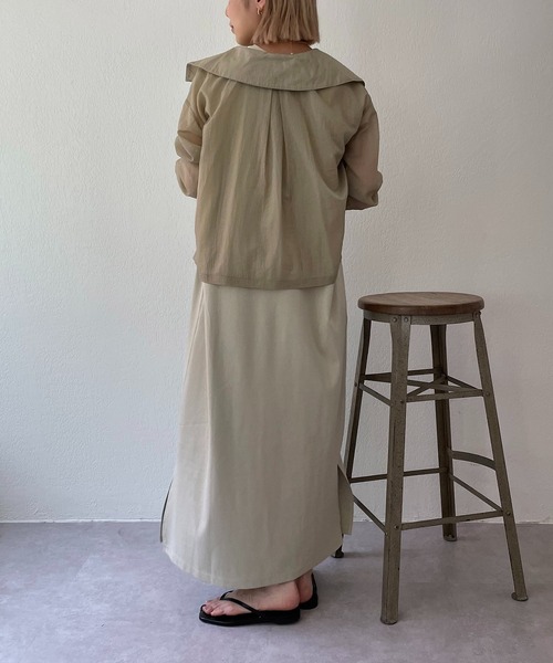 CAPRICIEUX LE'MAGE（カプリシューレマージュ）の「BIGカラーシアーシャツ（シャツ/ブラウス・レディース・ベージュ/ホワイト/カーキ・FREE）」の4枚目の写真