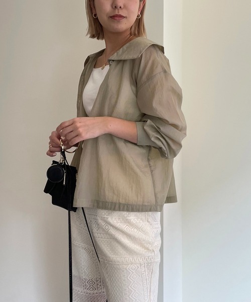CAPRICIEUX LE'MAGE（カプリシューレマージュ）の「BIGカラーシアーシャツ（シャツ/ブラウス・レディース・ベージュ/ホワイト/カーキ・FREE）」の16枚目の写真