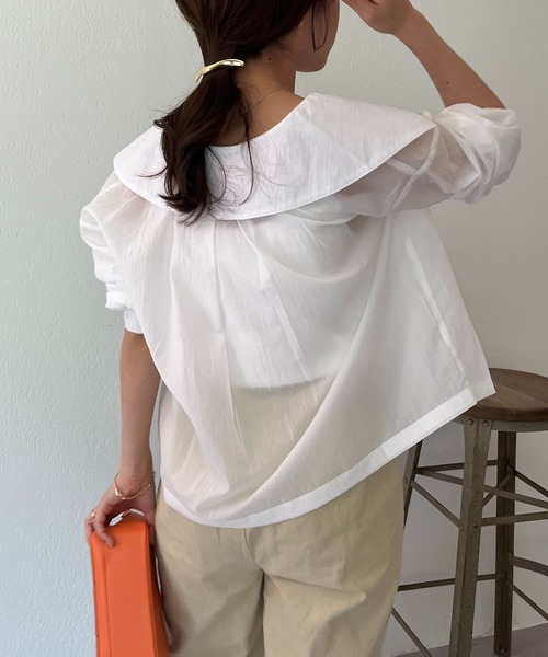 CAPRICIEUX LE'MAGE（カプリシューレマージュ）の「BIGカラーシアーシャツ（シャツ/ブラウス・レディース・ベージュ/ホワイト/カーキ・FREE）」の17枚目の写真