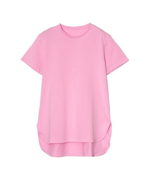 Re:EDIT(リエディ)の「ラウンドヘムコットンTシャツ(Tシャツ/カットソー・レディース・オレンジ/ライム/ピンク/グリーン・MEDIUM)」の3枚目の写真