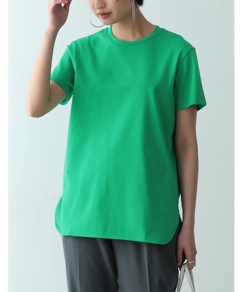 Re:EDIT(リエディ)の「ラウンドヘムコットンTシャツ(Tシャツ/カットソー・レディース・オレンジ/ライム/ピンク/グリーン・MEDIUM)」の2枚目の写真