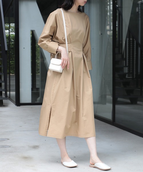 SETUP7（セットアップセブン）の「【SETUP7】ウエストマークライトツイルタックワンピース（ワンピース・レディース・アイボリー/ベージュ/ブラック・FREE）」の5枚目の写真