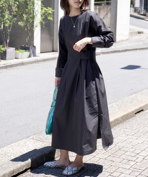 SETUP7（セットアップセブン）の「【SETUP7】ウエストマークライトツイルタックワンピース（ワンピース・レディース・アイボリー/ベージュ/ブラック・FREE）」の9枚目の写真