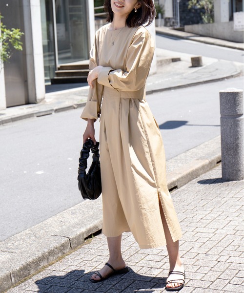 SETUP7（セットアップセブン）の「【SETUP7】ウエストマークライトツイルタックワンピース（ワンピース・レディース・アイボリー/ベージュ/ブラック・FREE）」の6枚目の写真