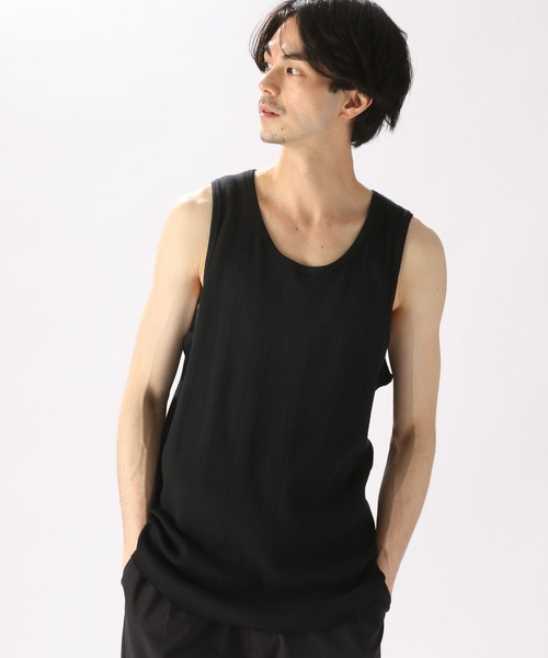 niko and...（ニコアンド）の「USAコットンランダムリブタンクトップ（タンクトップ・メンズ・オフホワイト/ブラック・LARGE/MEDIUM）」の2枚目の写真