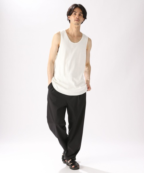 niko and...（ニコアンド）の「USAコットンランダムリブタンクトップ（タンクトップ・メンズ・オフホワイト/ブラック・LARGE/MEDIUM）」の3枚目の写真