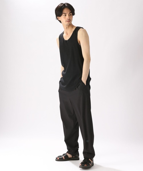 niko and...（ニコアンド）の「USAコットンランダムリブタンクトップ（タンクトップ・メンズ・オフホワイト/ブラック・LARGE/MEDIUM）」の4枚目の写真