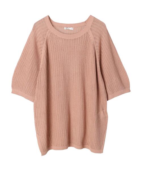 CRAFT STANDARD BOUTIQUE(クラフトスタンダードブティック)の「【手洗い】クルーネックメッシュ半袖ゆるニットプルオーバー *◆(ニット/セーター・レディース・チャコールグレー/ブラック/ピンク/イエロー/グリーン/ライトベージュ・FREE)」の20枚目の写真