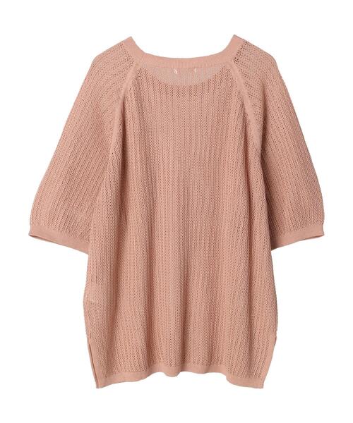 CRAFT STANDARD BOUTIQUE(クラフトスタンダードブティック)の「【手洗い】クルーネックメッシュ半袖ゆるニットプルオーバー *◆(ニット/セーター・レディース・チャコールグレー/ブラック/ピンク/イエロー/グリーン/ライトベージュ・FREE)」の19枚目の写真