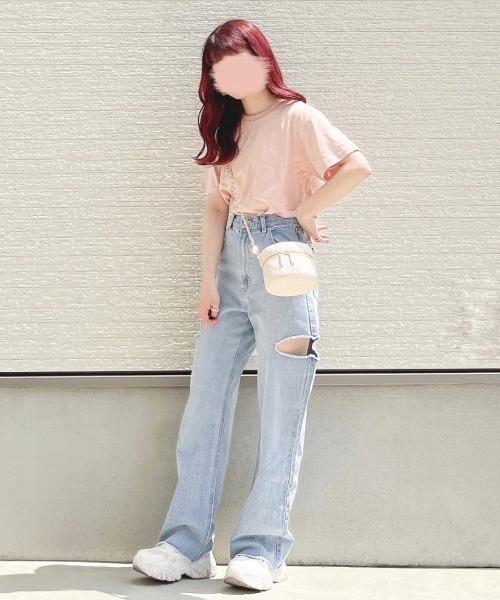 WEGO（ウィゴー）の「WEGO/ワンポイント刺繍ショートT（Tシャツ/カットソー・レディース・ホワイト/ピンク・FREE）」の16枚目の写真