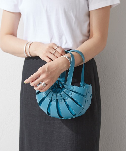 SHENERY（シーナリー）の「【WEB限定カラー：ブルー/ピンク】レザーデザインミニバッグ（トートバッグ・レディース・パープル/オフホワイト/ピンク/オレンジ/ブルー・FREE）」の10枚目の写真