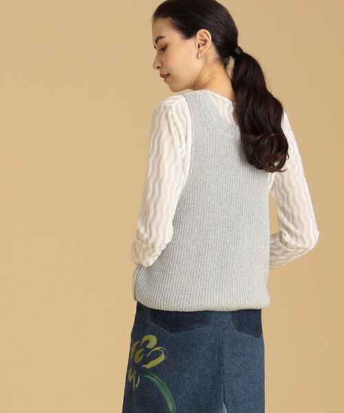 Ray BEAMS（レイビームス）の「Ray BEAMS / ラメ コンパクト ベスト（ニット/セーター・レディース・シルバー/イエロー系その他5・ONE SIZE）」の6枚目の写真