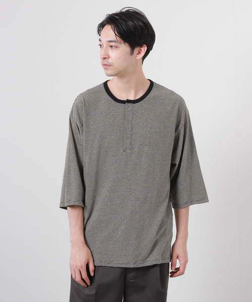 JOURNAL STANDARD J.S HOMESTEAD(ジャーナルスタンダードホームステッド)の「【J.S Homestead】コットン/ヘンプ ヘンリーネック Tシャツ(Tシャツ/カットソー・メンズ・ブラック系その他/ネイビー/アイボリー/ベージュ系その他/ライトグレー・MEDIUM/LARGE)」の3枚目の写真