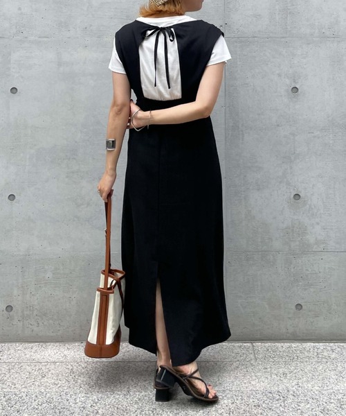 archives（アルシーヴ）の「バックシャンノースリーブワンピース（ワンピース・レディース・ブラック/オレンジ/アイボリー/モカ・MEDIUM）」の18枚目の写真