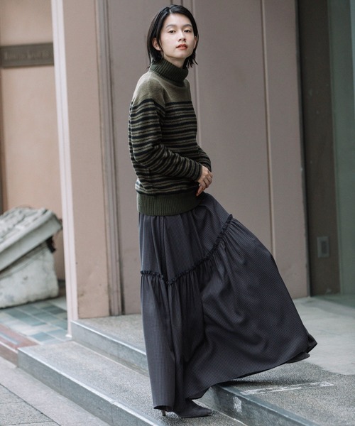 Munich（ミューニック）の「ブラッシュヤーン×メリノウールタートルネックトップス（ニット/セーター・レディース・ブラック/ベージュ/カーキ・FREE）」の5枚目の写真