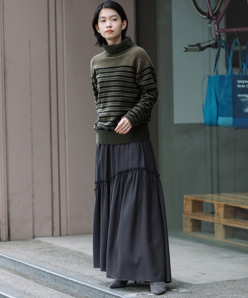 Munich（ミューニック）の「ブラッシュヤーン×メリノウールタートルネックトップス（ニット/セーター・レディース・ブラック/ベージュ/カーキ・FREE）」の4枚目の写真