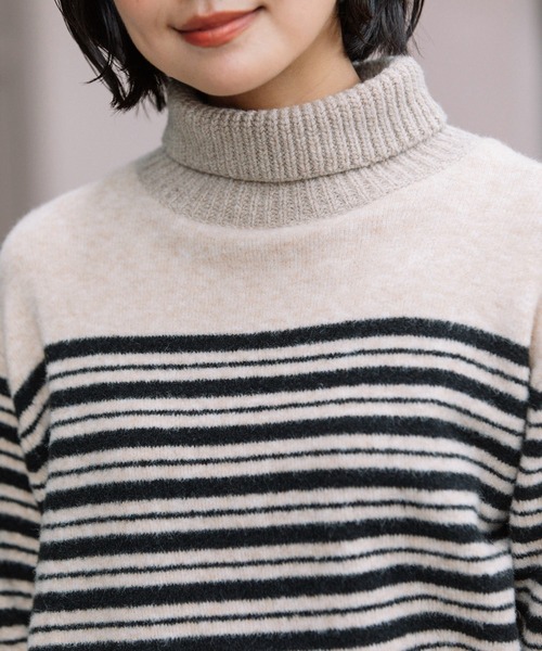 Munich（ミューニック）の「ブラッシュヤーン×メリノウールタートルネックトップス（ニット/セーター・レディース・ブラック/ベージュ/カーキ・FREE）」の21枚目の写真