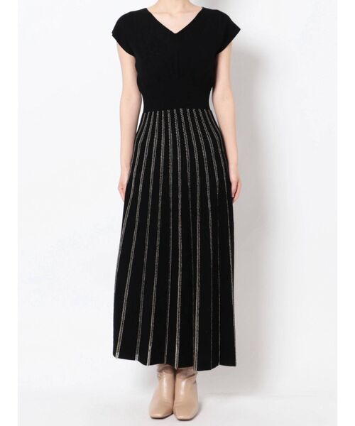 LAGUNAMOON（ラグナムーン）の「シアーハシゴラインニットワンピース（ワンピース・レディース・ブラック/ベージュ/カーキ・SMALL/MEDIUM）」の4枚目の写真