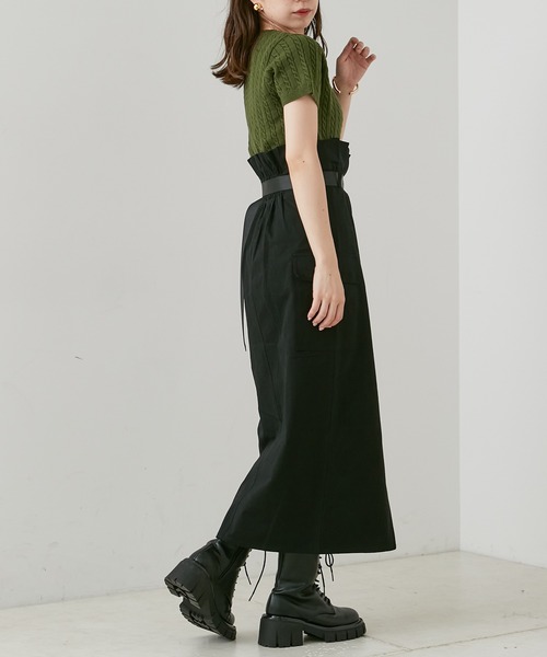 Chico(チコ)の「ショート丈ケーブル半袖チビニット(ニット/セーター・レディース・アイボリー/ブラック/ベージュ/グリーン・FREE)」の14枚目の写真