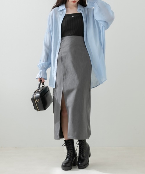 OLIVE des OLIVE（オリーブデオリーブ）の「ディーカンベルト付スリットスカート（スカート・レディース・チャコールグレー/ブラック/ブラウン/アイボリー・FREE）」の6枚目の写真