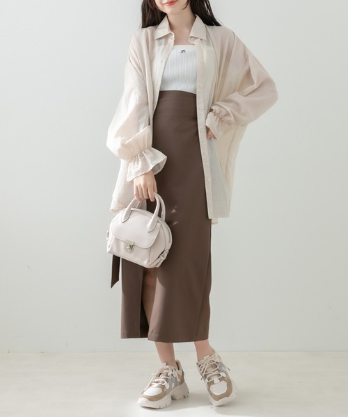 OLIVE des OLIVE（オリーブデオリーブ）の「ディーカンベルト付スリットスカート（スカート・レディース・チャコールグレー/ブラック/ブラウン/アイボリー・FREE）」の7枚目の写真