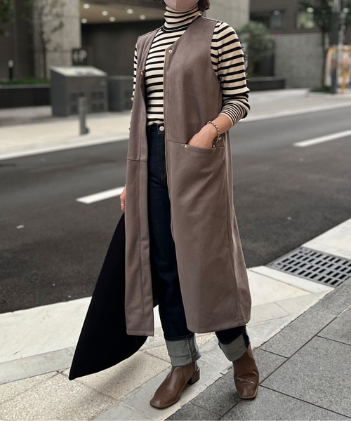 Chez toi（シェトワ）の「ウール混ボーダータートルニット（ニット/セーター・レディース・オフホワイト/ブラック/グレイッシュベージュ/ネイビー・FREE）」の5枚目の写真
