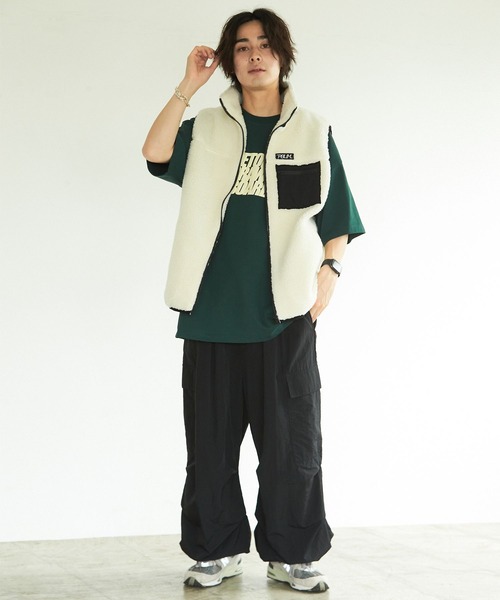 PBLIM（ページボーイリム）の「PAGEBOYLIM/ボアベスト（ベスト・レディース・ネイビー/アイボリー/レオパード・FREE）」の5枚目の写真