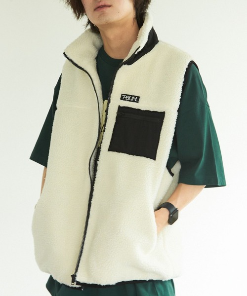 PBLIM（ページボーイリム）の「PAGEBOYLIM/ボアベスト（ベスト・レディース・ネイビー/アイボリー/レオパード・FREE）」の10枚目の写真