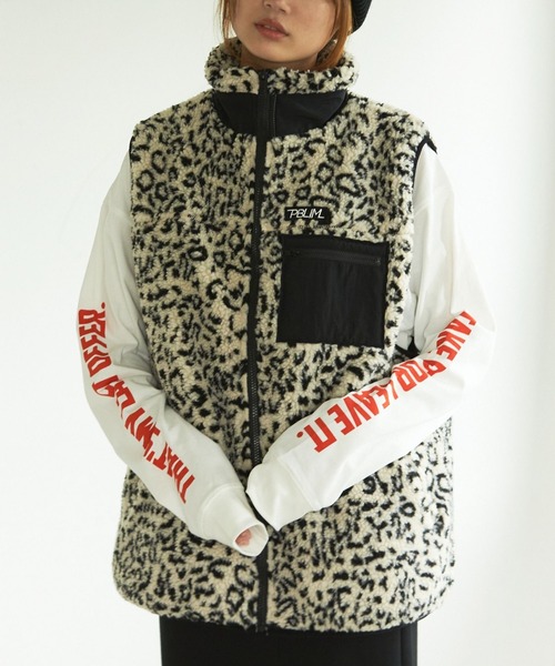 PBLIM（ページボーイリム）の「PAGEBOYLIM/ボアベスト（ベスト・レディース・ネイビー/アイボリー/レオパード・FREE）」の16枚目の写真