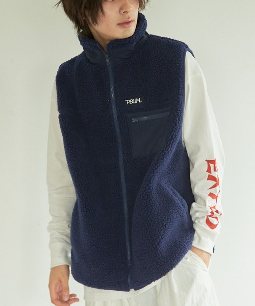 PBLIM（ページボーイリム）の「PAGEBOYLIM/ボアベスト（ベスト・レディース・ネイビー/アイボリー/レオパード・FREE）」の12枚目の写真