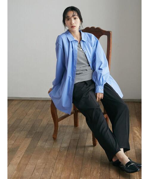 CRAFT STANDARD BOUTIQUE(クラフトスタンダードブティック)の「ギャザーシャツブルゾン *◆(シャツ/ブラウス・レディース・オフホワイト/ブルー/ブルー系その他4・FREE)」の6枚目の写真