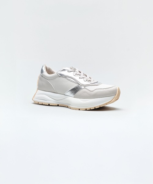 【新品】スニーカー　厚底　ベージュリネン　ルシーダ Aquila /アークイラ（Beige）キルティングボリュームスニーカー