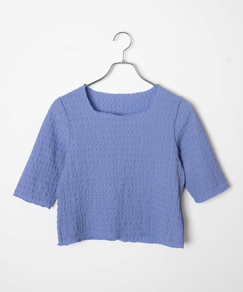 DuKKah(デュカ)の「Dukkah/【低身長向け】ポコポコプル5分袖オーバー(Tシャツ/カットソー・レディース・ブラック/パープル/アイボリー・X-SMALL)」の11枚目の写真