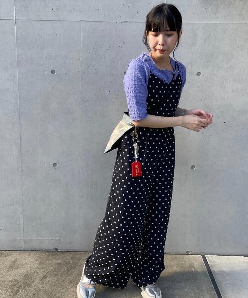 DuKKah(デュカ)の「Dukkah/【低身長向け】ポコポコプル5分袖オーバー(Tシャツ/カットソー・レディース・ブラック/パープル/アイボリー・X-SMALL)」の7枚目の写真