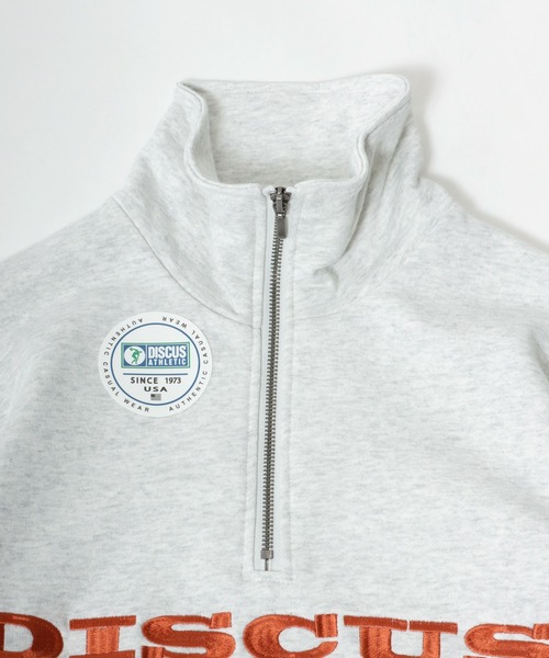 DISCUS ATHLETIC(ディスカス アスレチック)の「DISCUS ATHLETIC(ディスカスアスレチック)ロゴ刺繍 ハーフジップスウェット トップス 長袖/プルオーバー トレーナー(スウェット・レディース・アッシュグレー/ブラック/グリーン・M/L)」の7枚目の写真