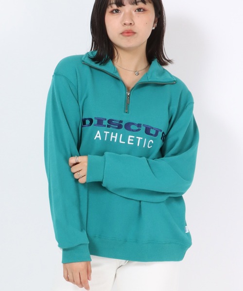DISCUS ATHLETIC(ディスカス アスレチック)の「DISCUS ATHLETIC(ディスカスアスレチック)ロゴ刺繍 ハーフジップスウェット トップス 長袖/プルオーバー トレーナー(スウェット・レディース・アッシュグレー/ブラック/グリーン・M/L)」の16枚目の写真