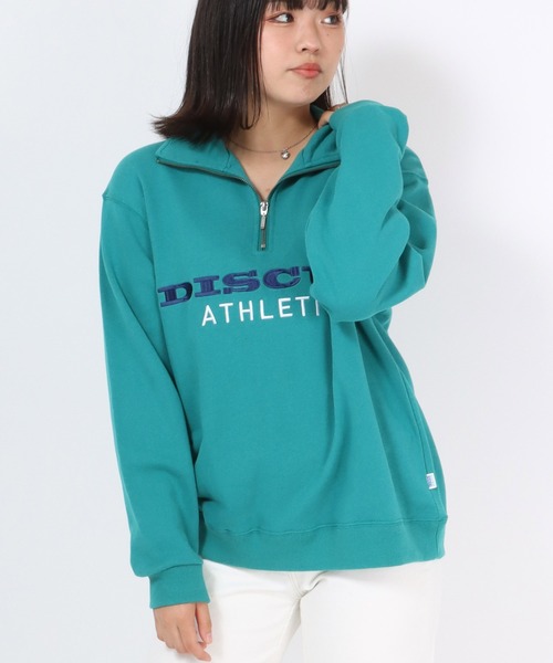 DISCUS ATHLETIC(ディスカス アスレチック)の「DISCUS ATHLETIC(ディスカスアスレチック)ロゴ刺繍 ハーフジップスウェット トップス 長袖/プルオーバー トレーナー(スウェット・レディース・アッシュグレー/ブラック/グリーン・M/L)」の15枚目の写真