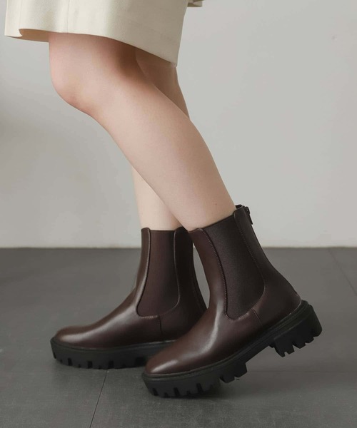 SENSE OF PLACE by URBAN RESEARCH（センスオブプレイスバイアーバンリサーチ）の「トラックソールサイドゴアブーツ（ブーツ・レディース・ブラック/アイボリー/ブラウン・MEDIUM/SMALL/LARGE）」の7枚目の写真