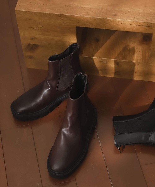 SENSE OF PLACE by URBAN RESEARCH（センスオブプレイスバイアーバンリサーチ）の「トラックソールサイドゴアブーツ（ブーツ・レディース・ブラック/アイボリー/ブラウン・MEDIUM/SMALL/LARGE）」の10枚目の写真