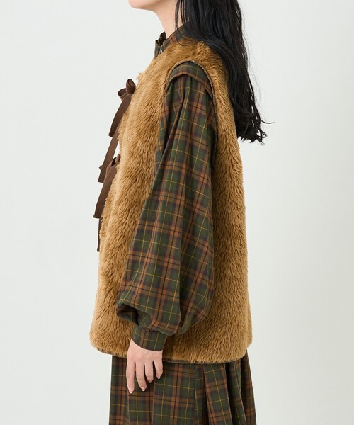 FREAK'S STORE（フリークスストア）の「リボン付ファーベスト（ベスト・レディース・ブラウン・ﾌﾘ-）」の9枚目の写真